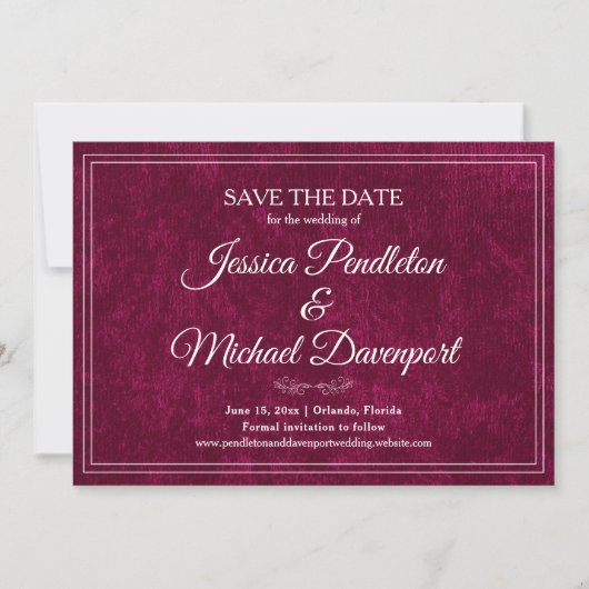 Élégant Classique Mariage Save the Date Baie de Bo (Devant)