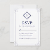 Elégant classique Marine bleu mariage carte RSVP (Devant)