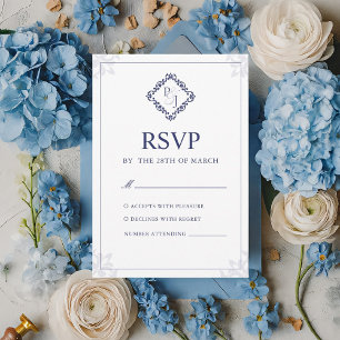 Elégant classique Marine bleu mariage carte RSVP