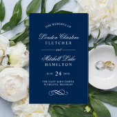 Élégant classique Marine Blue Wedding Programmes