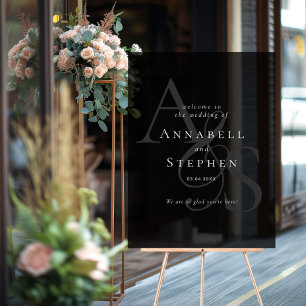 Élégant, Classique, Monogramme, Noir, Mariage