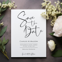 Élégant Classique Noir et Blanc Save the Date