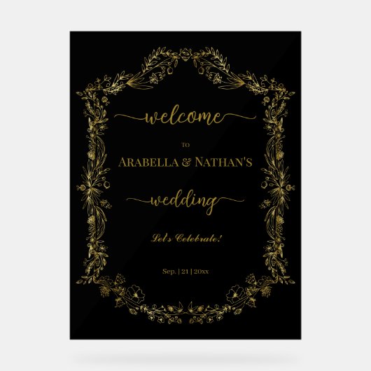 Elégant classique or Mariage Floral Bienvenue (Recto)