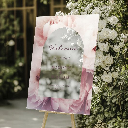 Élégant classique Regal Purple Peonies Arch Mariag