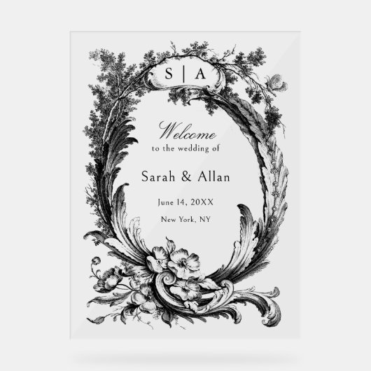 Elégant classique Rococo Floral Bienvenue (Recto)