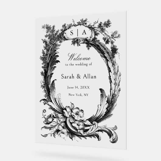 Elégant classique Rococo Floral Bienvenue (Angle)