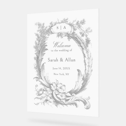 Elégant classique Rococo Floral Bienvenue (Angle)