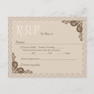 Elegant Classy Beige  RSVP Enclosure Kaart