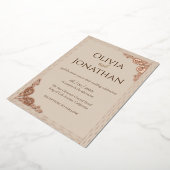 Elegant Classy Beige Wedding Folie Uitnodiging (Gedraaid)