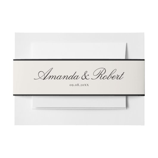 Elegant Classy Black and Ivory Wedding Uitnodigingen Wikkel (Voorkant Voorbeeld)
