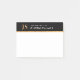 Elegant Classy Black & Gold-gepersonaliseerd monog Post-it® Notes