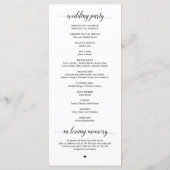 Elegant Classy, Black script, Wedding Ceremony Programma (Achterkant)