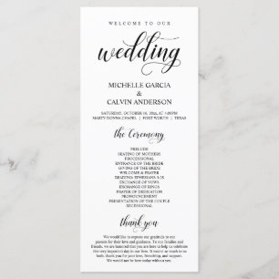 Elegant Classy, Black script, Wedding Ceremony Programma