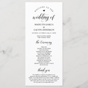 Elegant Classy, Black script, Wedding Ceremony Programma