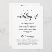 Elegant Classy, Black script, Wedding Ceremony Programma (Voorkant / Achterkant)