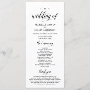 Elegant Classy, Black script, Wedding Ceremony Programma