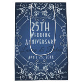 Elegant Classy Blue en Silver Wedding Jubileum Medium Cadeauzakje (Achterkant)