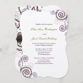 Elegant Classy Boho Paarse Spirals Wedding Invite Kaart (Voorkant / Achterkant)