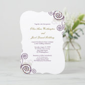 Elegant Classy Boho Paarse Spirals Wedding Invite Kaart (Staand voorkant)