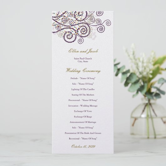 Élégant Classy Boho Purple Spirals Programme de ma (Debout devant)