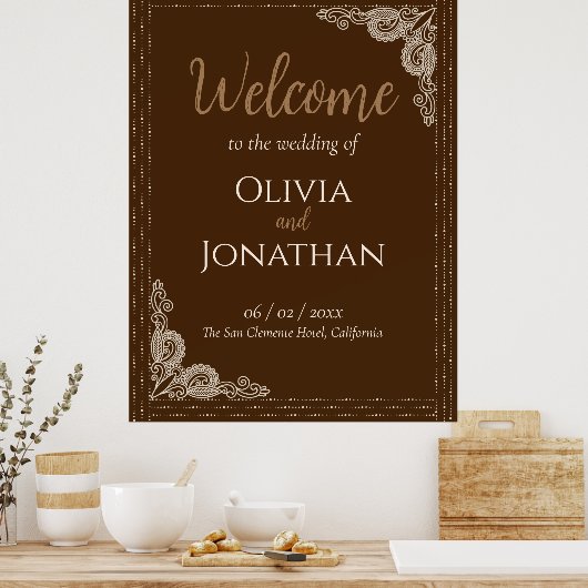 Elégant Classy Bronze ornate Mariage Affiche de bi (Cuisine)