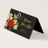 Elegant Classy Butterfly Red Rose Black Gold Visitekaartjes (Voorkant)