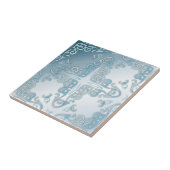 Elegant Classy Chic Blue Metallic Baroque Border Tegeltje (Zijkant)