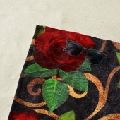 Elegant Classy Damask  Chic Black Red Roses Strandlaken (In situ)