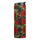 Elegant Classy Damask  Chic Black Red Roses Thermosbeker (Gedraaid links)
