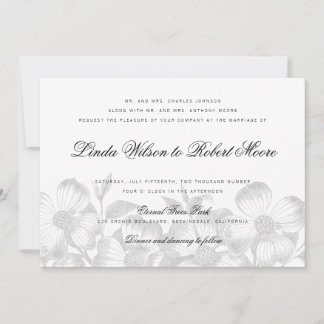 Elegant Classy Dogwood Flower Wedding Kaart