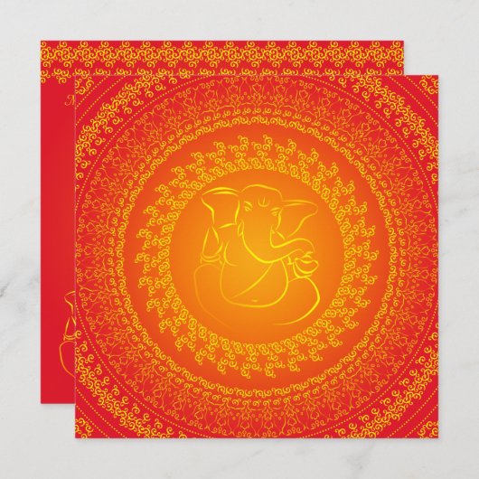 Elegant Classy Ganesh Indian Wedding Invitation Kaart (Voorkant / Achterkant)