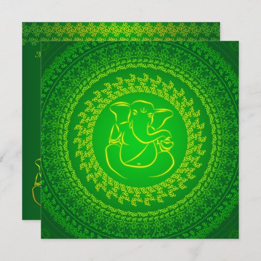 Elegant Classy Ganesh Indian Wedding Invitation Kaart (Voorkant / Achterkant)