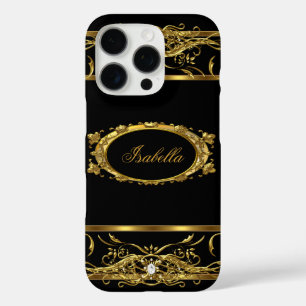 Elegant Classy Gold Black Naam diamantjuweel iPhone 16 Pro Hoesje