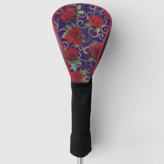 Elegant Classy Gold Damask Red Rose Paars Golfheadcover