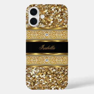 Elegant Classy Gold Diamond Glitter iPhone 16 Plus Hoesje