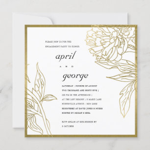 ELEGANT CLASSY GOLD FOIL FLORAL VERLOVING INVITE BEDANKKAART