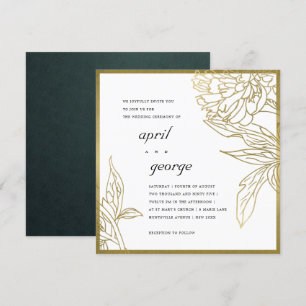 ELEGANT CLASSY GOLD FOIL FLORAL WEDDING INVITE BEDANKKAART