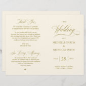 Elégant Classy Gold, Programme de mariage pliable (Devant / Derrière)