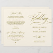 Elégant Classy Gold, Programme de mariage pliable (Devant / Derrière)