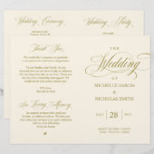 Elégant Classy Gold, Programme de mariage pliable (Devant / Derrière)