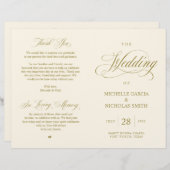Elégant Classy Gold, Programme de mariage pliable (Devant / Derrière)