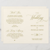 Elégant Classy Gold, Programme de mariage pliable (Devant / Derrière)