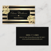 Elegant Classy Gold Rozen & Stripes Salon Visitekaartje (Voorkant / Achterkant)