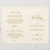 Elegant Classy Gold, vouwbaar huwelijksprogramma (Voorkant / Achterkant)