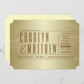 Elegant Classy Gold Wedding Ticket Uitnodiging (Voorkant / Achterkant)