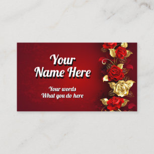 Elegant Classy Golden Red Rose Visitekaartje