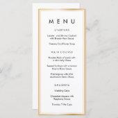 Elegant Classy Goud Wit Lijst Trouwdiner Menu (Voorkant / Achterkant)