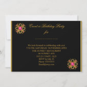 Elegant Classy Hot roze Black Gold Birthday Party Kaart (Achterkant)