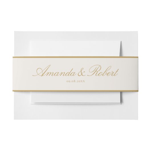 Elegant Classy Ivory and Gold Wedding Uitnodigingen Wikkel (Voorkant Voorbeeld)