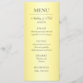Elégant Classy Jaune & Mariage beige Menu (Devant)